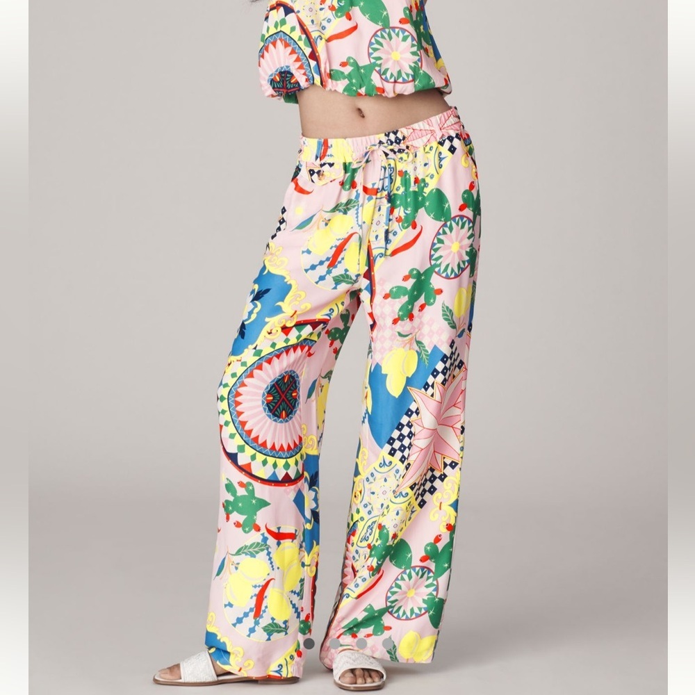 Anthropologie Maeve Straight-Leg Pull-On Silk Pants